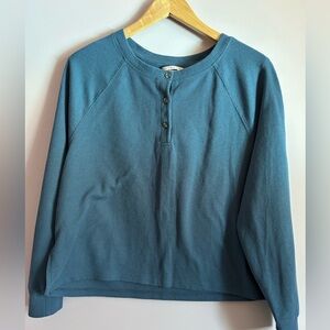 Victoria's Secret Women's  Waffle Thermal Long Sleeve Blue Henley Top Size Small